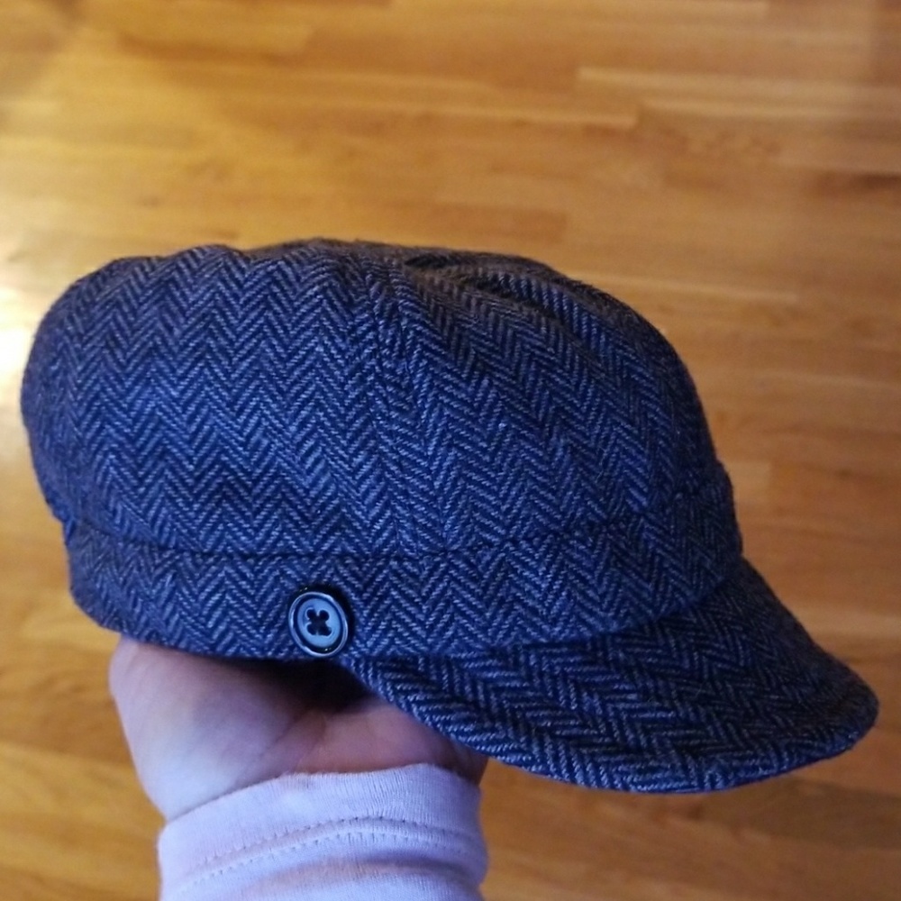 Reversible Black Herringbone Scally Newsboy Cap